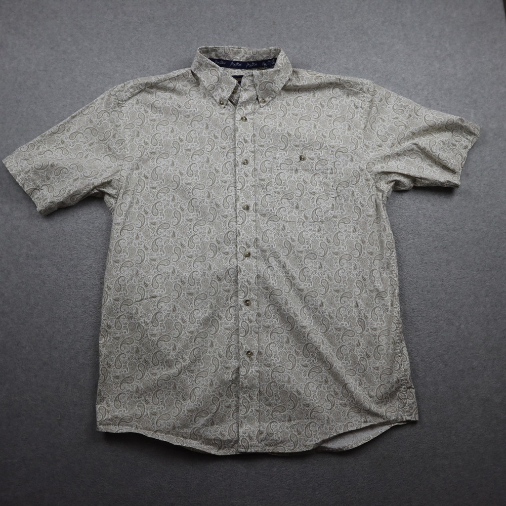 Wrangler Shirt Mens Large George Strait Button Down Tan Paisley Short Sleeve